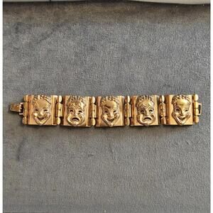 Vintage Copper Comedy & Tragedy Tile Bracelet